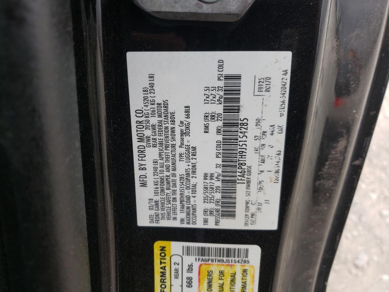 Photo 10 from auction – 2018 FORD MUSTANG with VIN 1FA6P8TH9J5154285