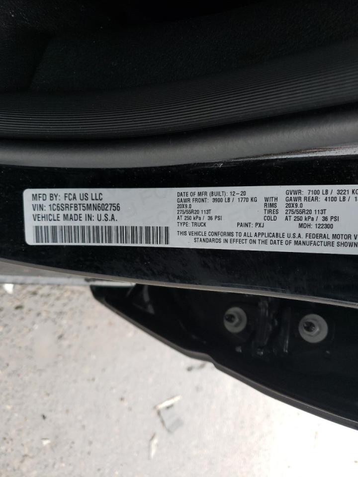Photo 10 from auction – 2021 RAM 1500 BIG H with VIN 1C6SRFBT5MN602756
