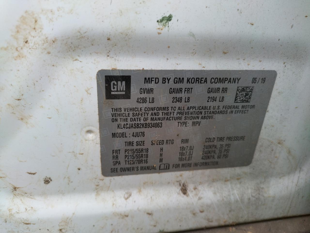Photo 10 from auction – 2019 BUICK ENCORE PRE with VIN KL4CJASB2KB934063