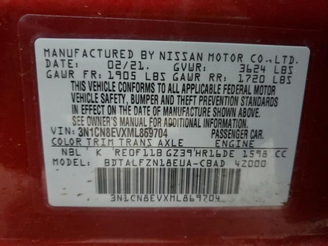 Photo 10 from auction – 2021 NISSAN VERSA SV with VIN 3N1CN8EVXML869704