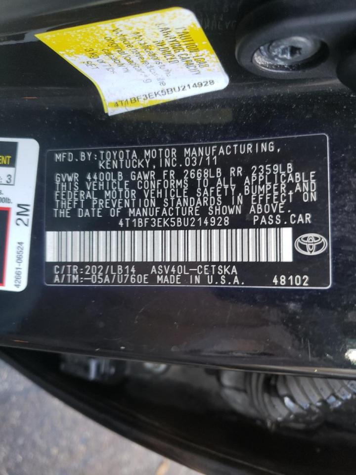 Photo 10 from auction – 2011 TOYOTA CAMRY BASE with VIN 4T1BF3EK5BU214928