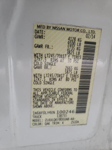 Photo 10 from auction – 2014 NISSAN NV 2500 with VIN 1N6BF0LY4EN100246