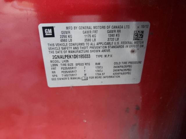 Photo 10 from auction – 2013 CHEVROLET EQUINOX LT with VIN 2GNALPEK1D6185033