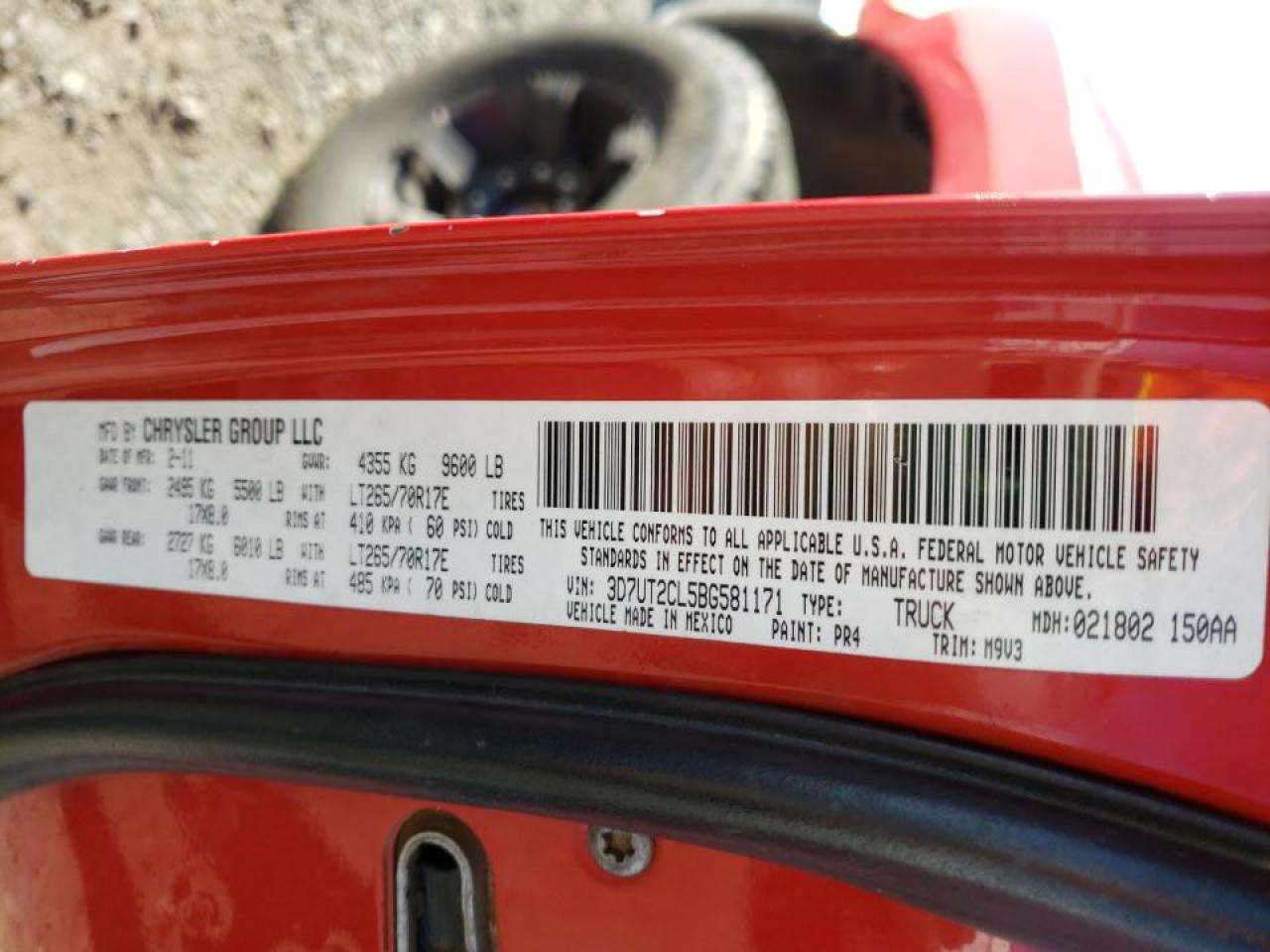 Photo 10 from auction – 2011 DODGE RAM 2500 with VIN 3D7UT2CL5BG581171