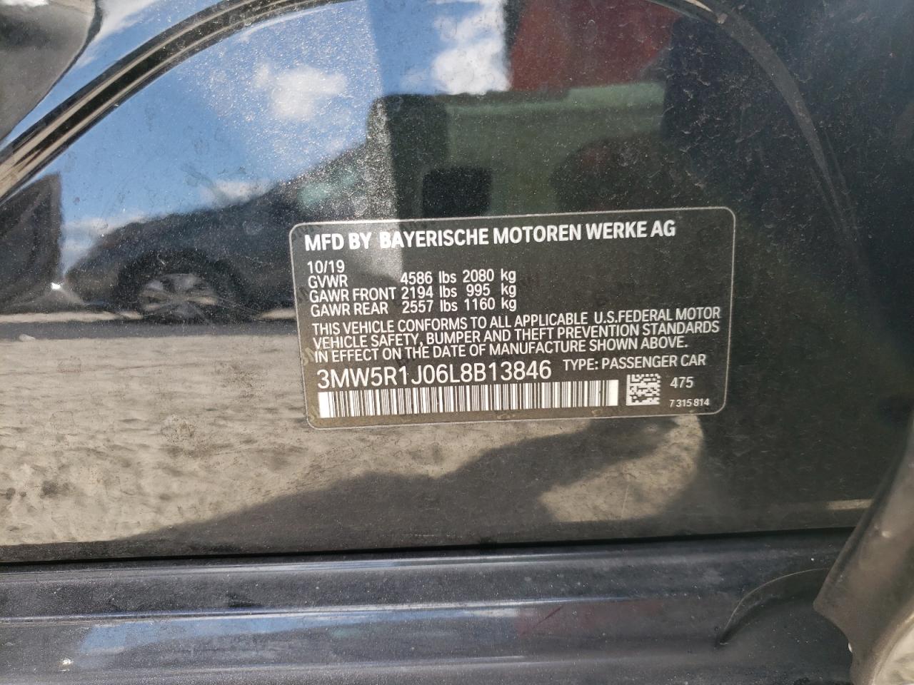 Photo 10 from auction – 2020 BMW 330I with VIN 3MW5R1J06L8B13846