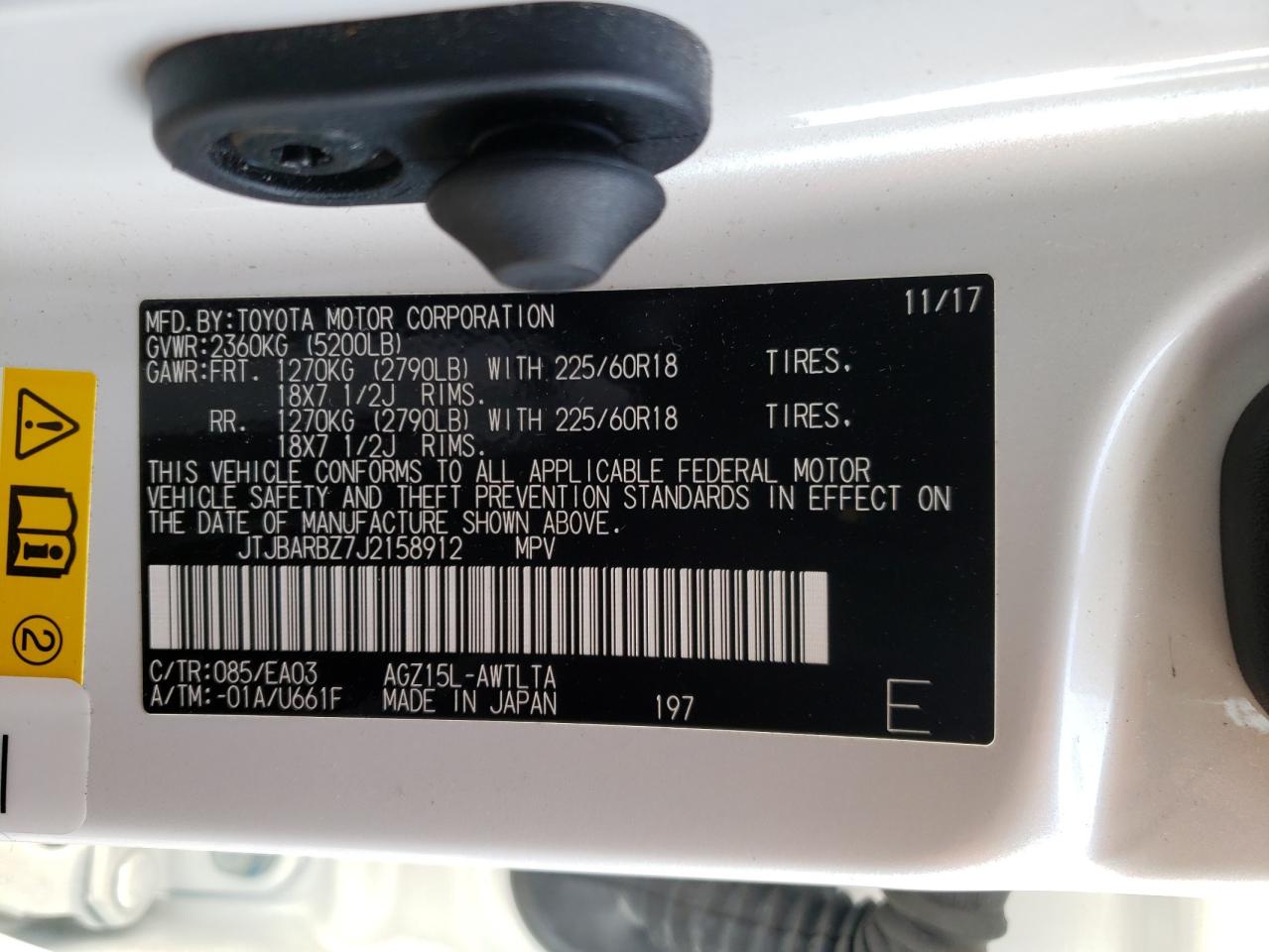Photo 10 from auction – 2018 LEXUS NX 300 BAS with VIN JTJBARBZ7J2158912