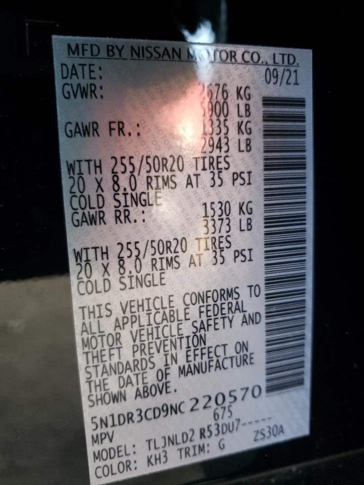 Photo 10 from auction – 2022 NISSAN PATHFINDER with VIN 5N1DR3CD9NC220570