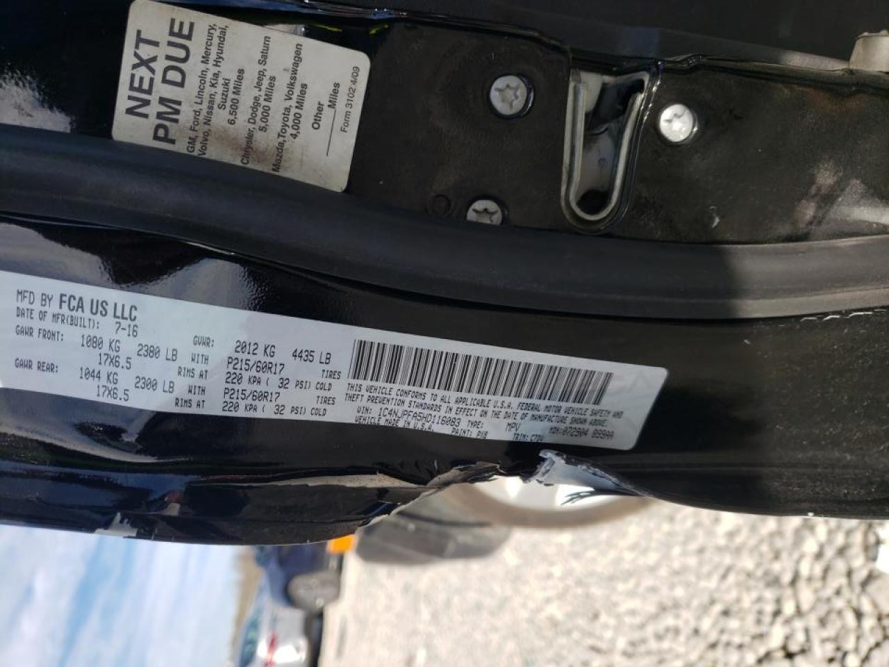 Photo 10 from auction – 2017 JEEP PATRIOT LA with VIN 1C4NJPFA5HD116083