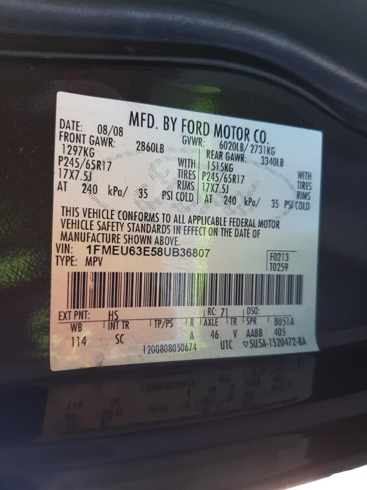 Photo 10 from auction – 2008 FORD EXPLORER X with VIN 1FMEU63E58UB36807