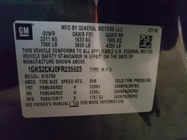 Photo 10 from auction – 2015 GMC YUKON DENA with VIN 1GKS2CKJ0FR235923