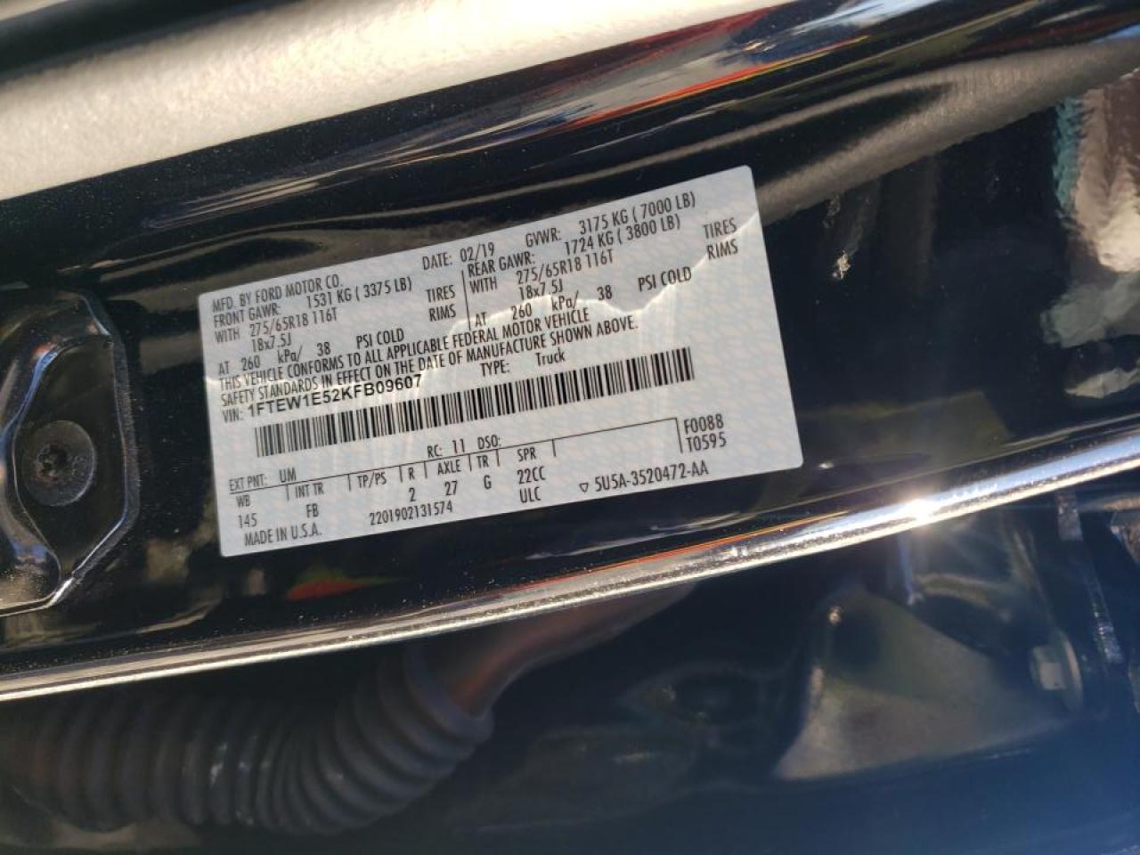 Photo 10 from auction – 2019 FORD F150 SUPER with VIN 1FTEW1E52KFB09607