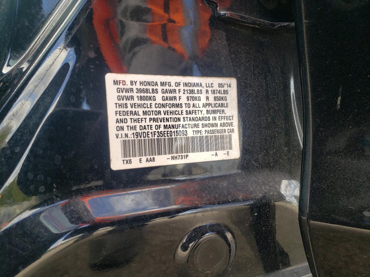 Photo 10 from auction – 2014 ACURA ILX 20 with VIN 19VDE1F35EE015093