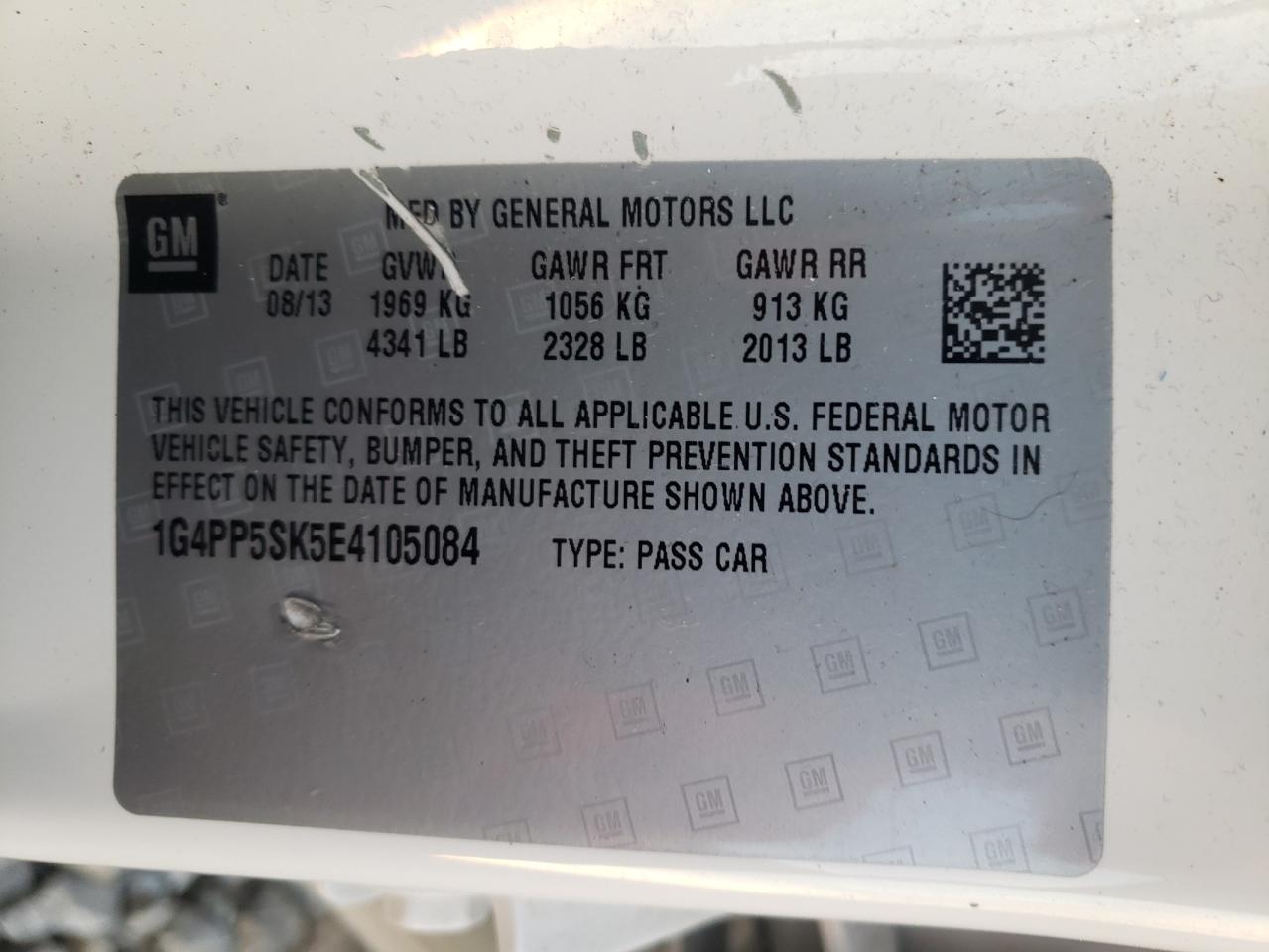 Photo 10 from auction – 2014 BUICK VERANO with VIN 1G4PP5SK5E4105084