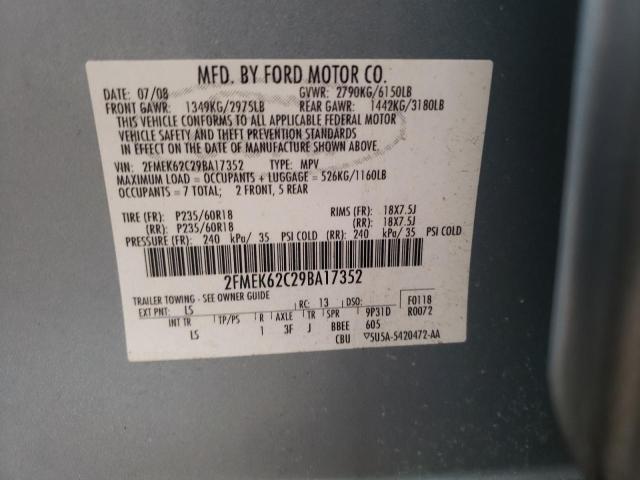 Photo 10 from auction – 2009 FORD FLEX SEL with VIN 2FMEK62C29BA17352