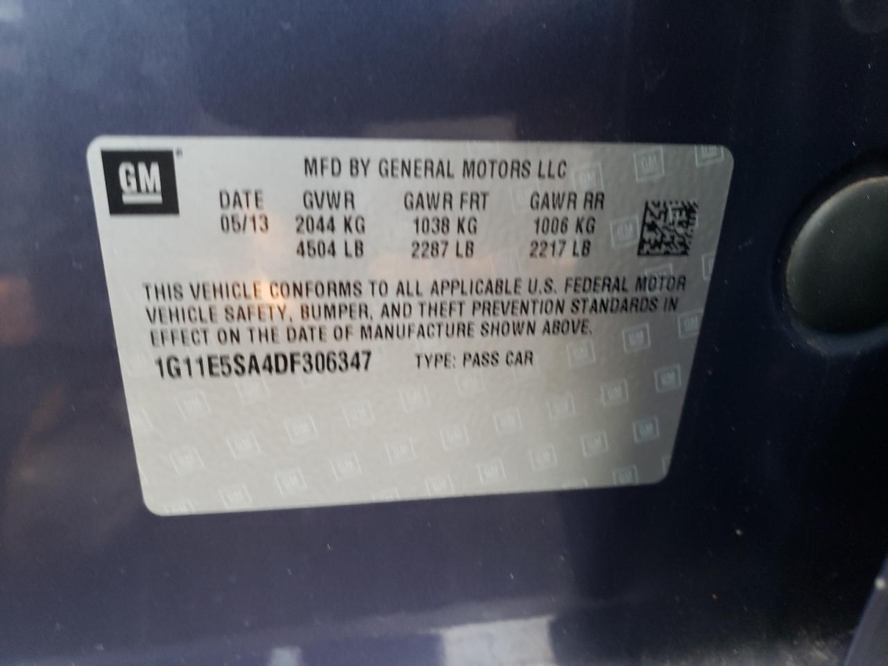 Photo 10 from auction – 2013 CHEVROLET MALIBU 2LT with VIN 1G11E5SA4DF306347