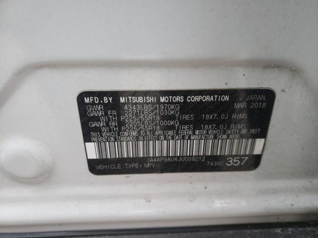 Photo 10 from auction – 2018 MITSUBISHI OUTLANDER with VIN JA4AP3AU4JU009212