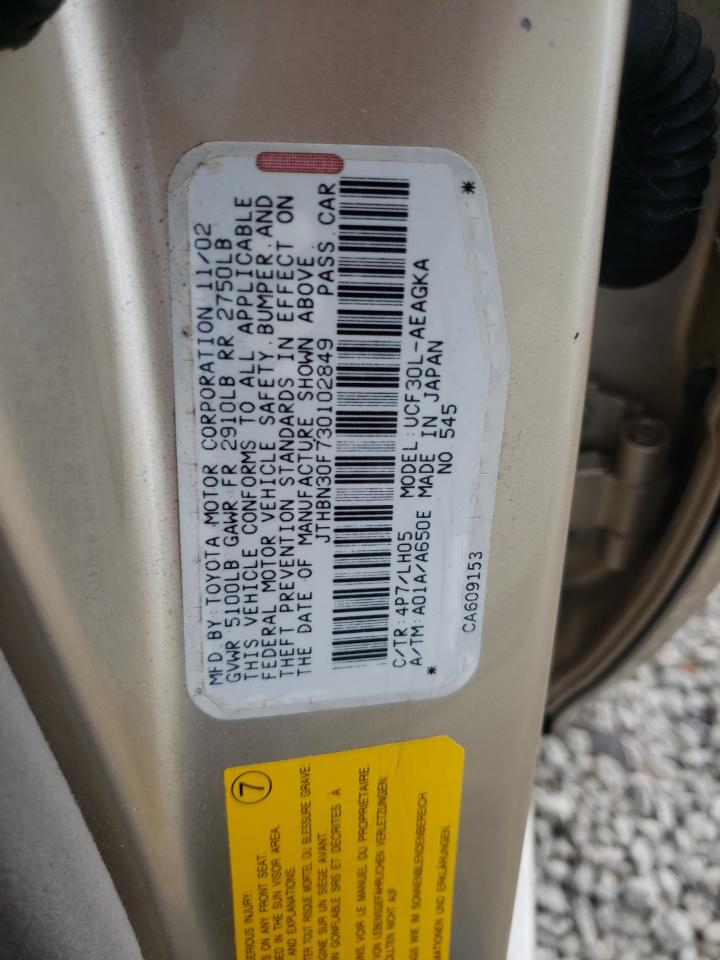 Photo 10 from auction – 2003 LEXUS LS 430 with VIN JTHBN30F730102849