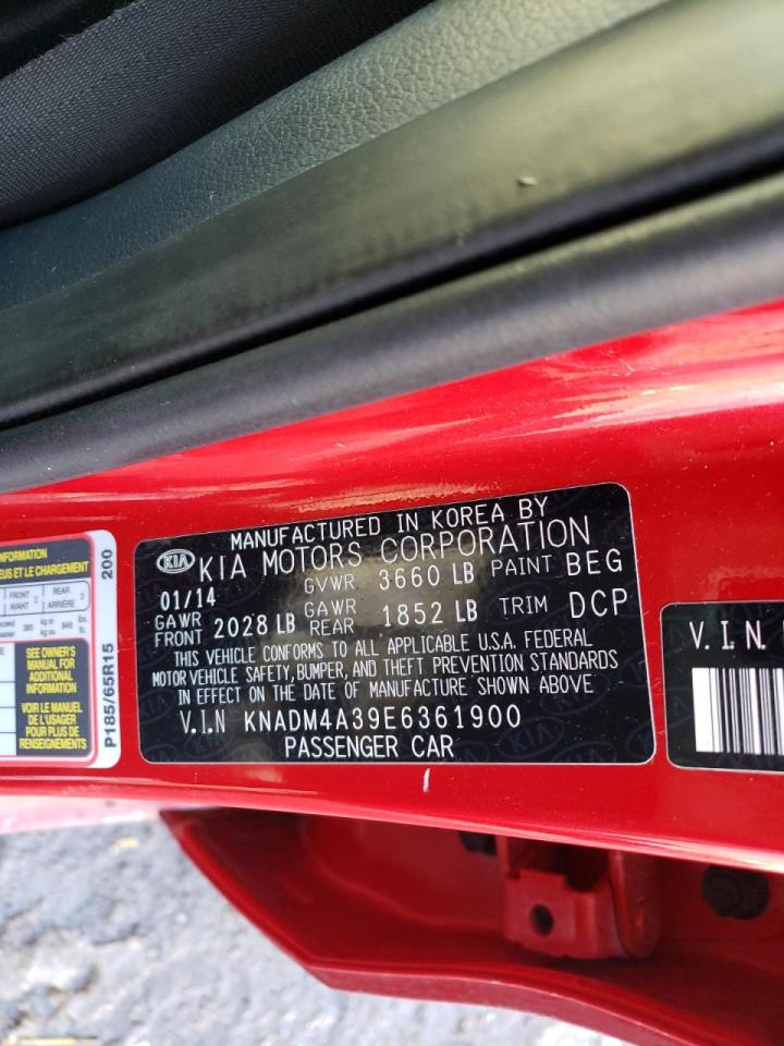 Photo 10 from auction – 2014 KIA RIO LX with VIN KNADM4A39E6361900