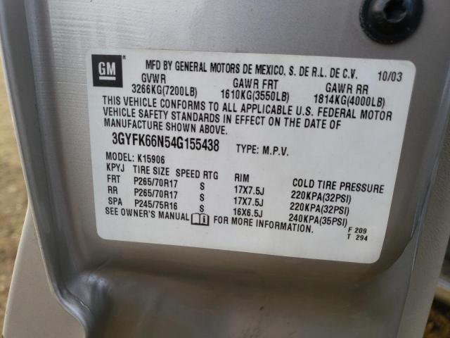 Photo 10 from auction – 2004 CADILLAC ESCALADE E with VIN 3GYFK66N54G155438