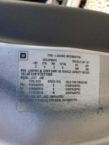 Photo 10 from auction – 2000 CHEVROLET CAVALIER with VIN 1G1JC1241Y7277365