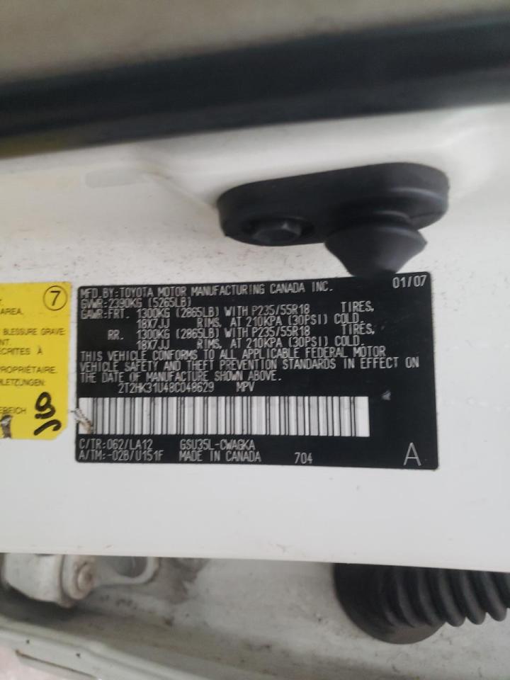 Photo 10 from auction – 2008 LEXUS RX 350 with VIN 2T2HK31U48C048629
