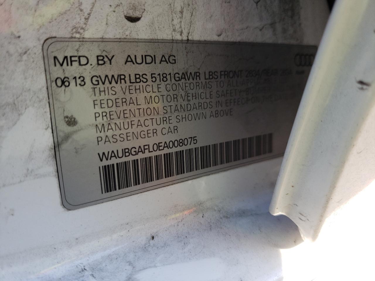 Photo 10 from auction – 2014 AUDI S4 PREMIUM with VIN WAUBGAFL0EA008075