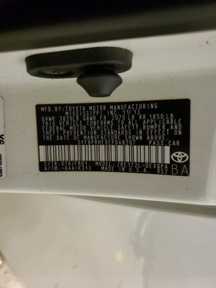 Photo 10 from auction – 2014 TOYOTA COROLLA EC with VIN 5YFBPRHEXEP048207