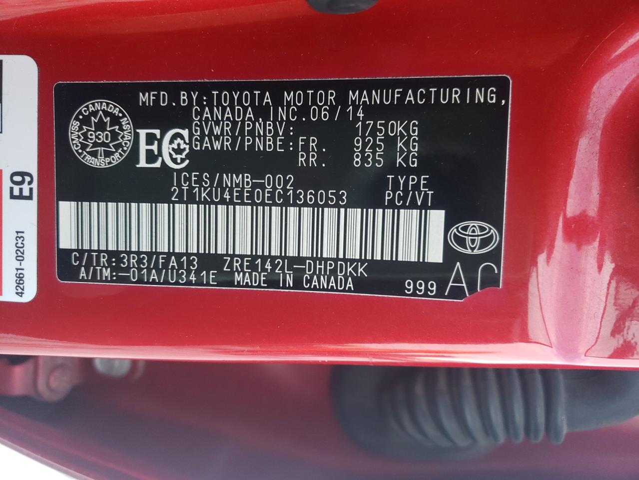 Photo 10 from auction – 2014 TOYOTA MATRIX BAS with VIN 2T1KU4EE0EC136053