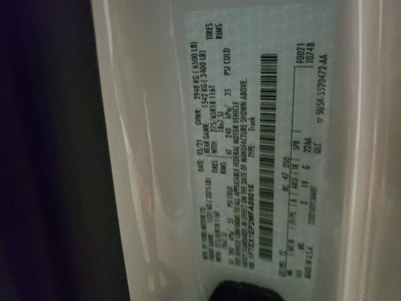 Photo 10 from auction – 2021 FORD F150 SUPER with VIN 1FTEX1EP2MFA99016