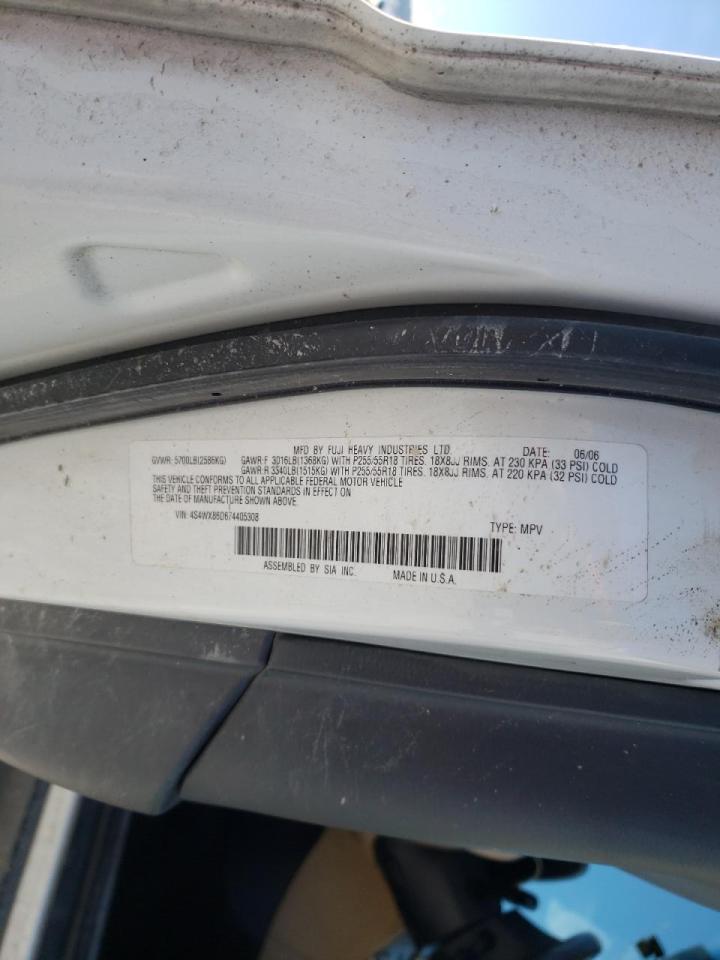 Photo 10 from auction – 2007 SUBARU B9 TRIBECA with VIN 4S4WX86D674405308