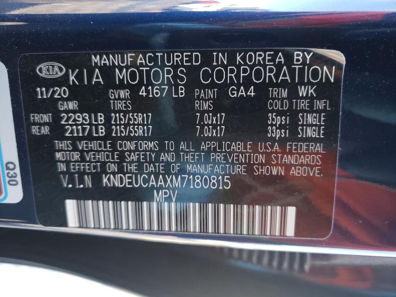 Photo 10 from auction – 2021 KIA SELTOS S with VIN KNDEUCAAXM7180815