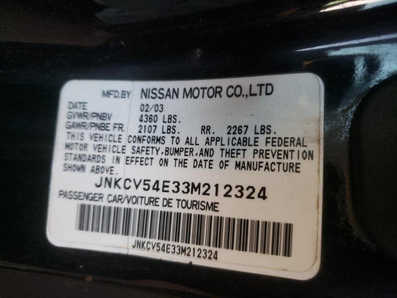Photo 10 from auction – 2003 INFINITI G35 with VIN JNKCV54E33M212324