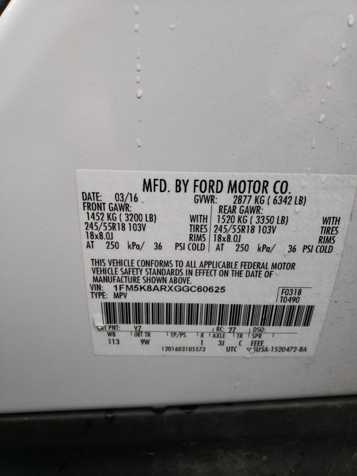 Zdjęcie 10 z aukcji – 2016 FORD EXPLORER P z VIN 1FM5K8ARXGGC60625