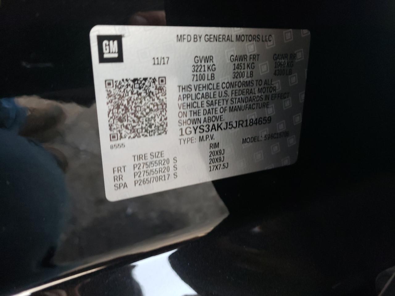 Photo 10 from auction – 2018 CADILLAC ESCALADE with VIN 1GYS3AKJ5JR184659