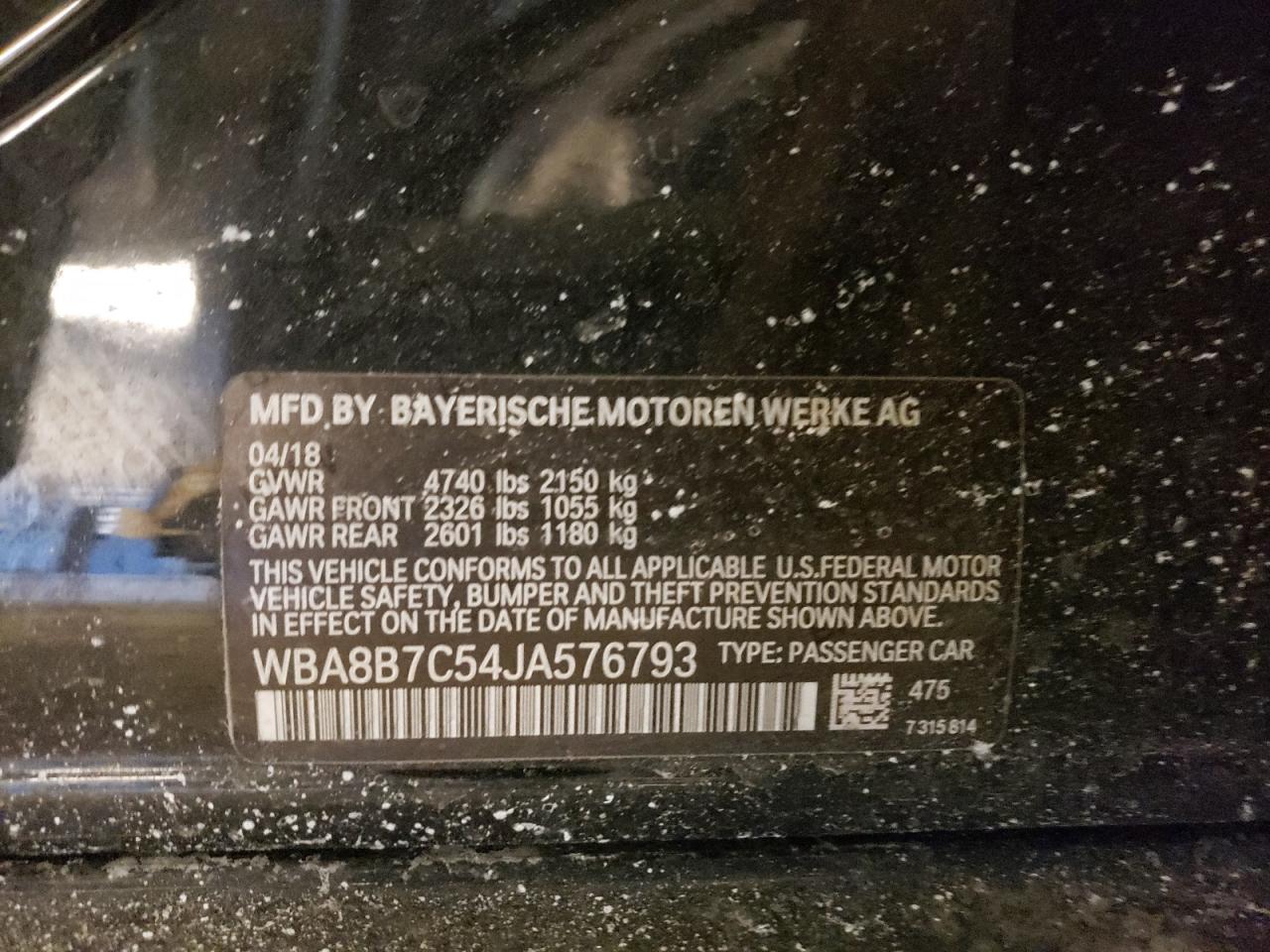 Photo 10 from auction – 2018 BMW 340 XI with VIN WBA8B7C54JA576793