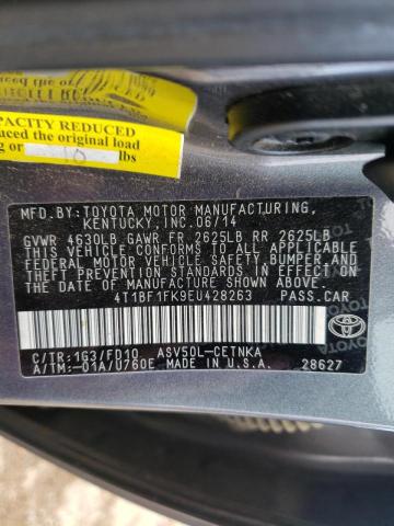 Photo 10 from auction – 2014 TOYOTA CAMRY L with VIN 4T1BF1FK9EU428263