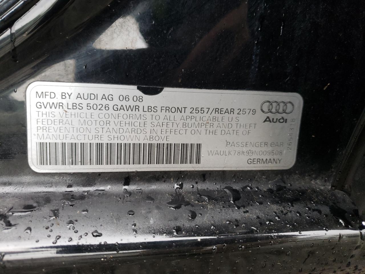 Photo 10 from auction – 2009 AUDI A4 3.2 QUA with VIN WAULK78K99N009508