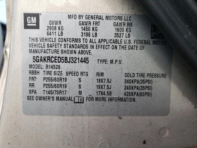 Photo 10 from auction – 2011 BUICK ENCLAVE CX with VIN 5GAKRCED5BJ321445