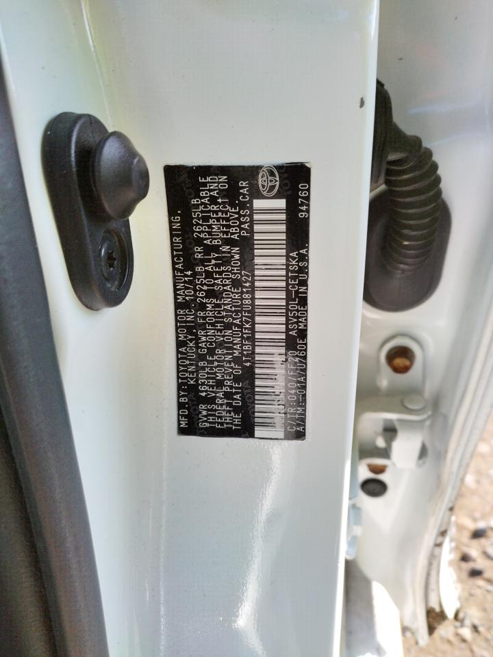 Photo 10 from auction – 2015 TOYOTA CAMRY LE with VIN 4T1BF1FK7FU881427