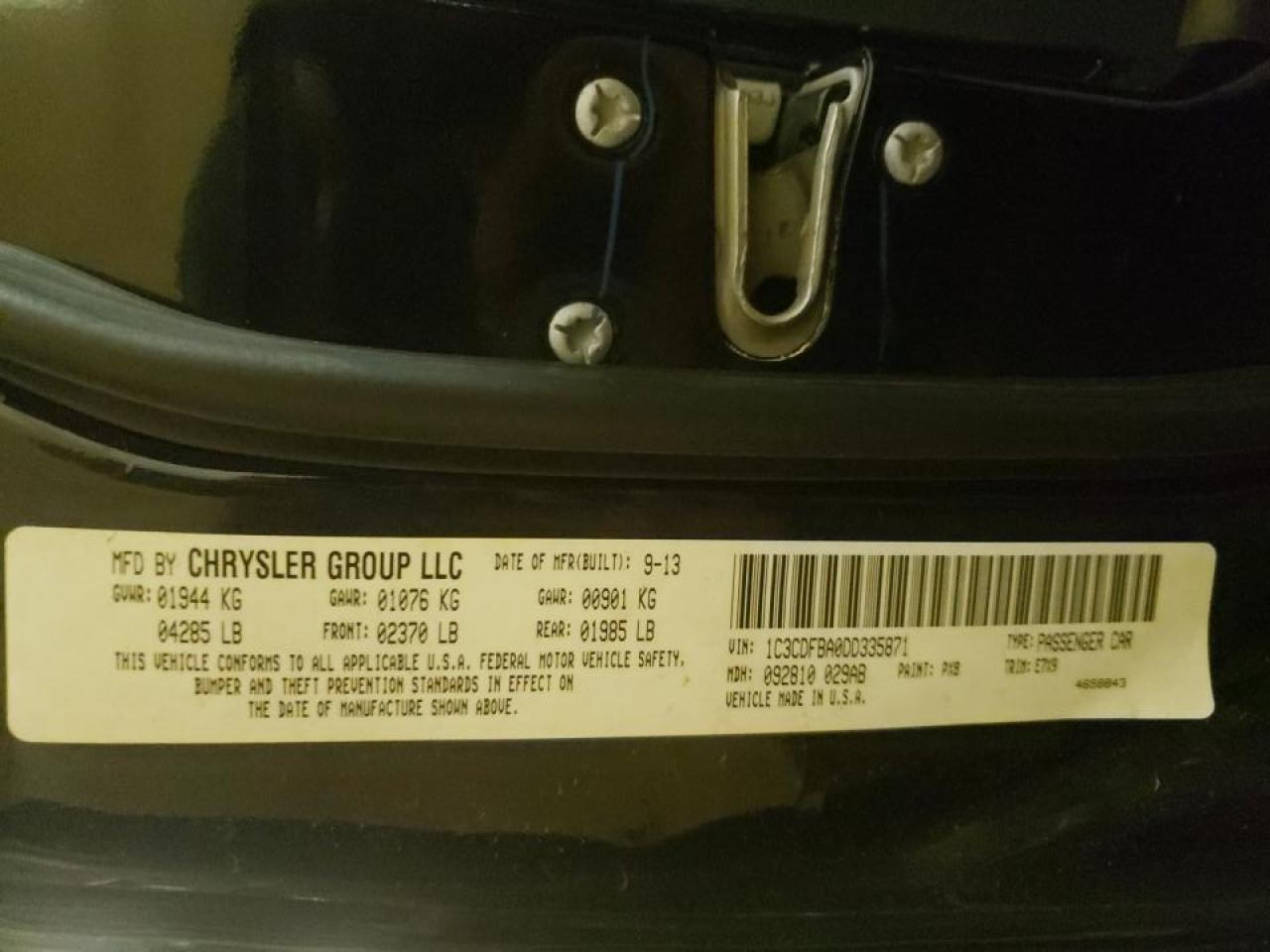 Photo 10 from auction – 2013 DODGE DART SXT with VIN 1C3CDFBA0DD335871
