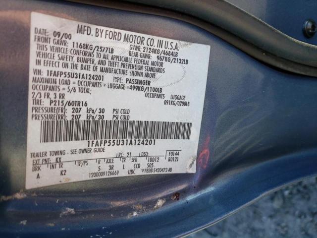 Photo 10 from auction – 2001 FORD TAURUS SES with VIN 1FAFP55U31A124201