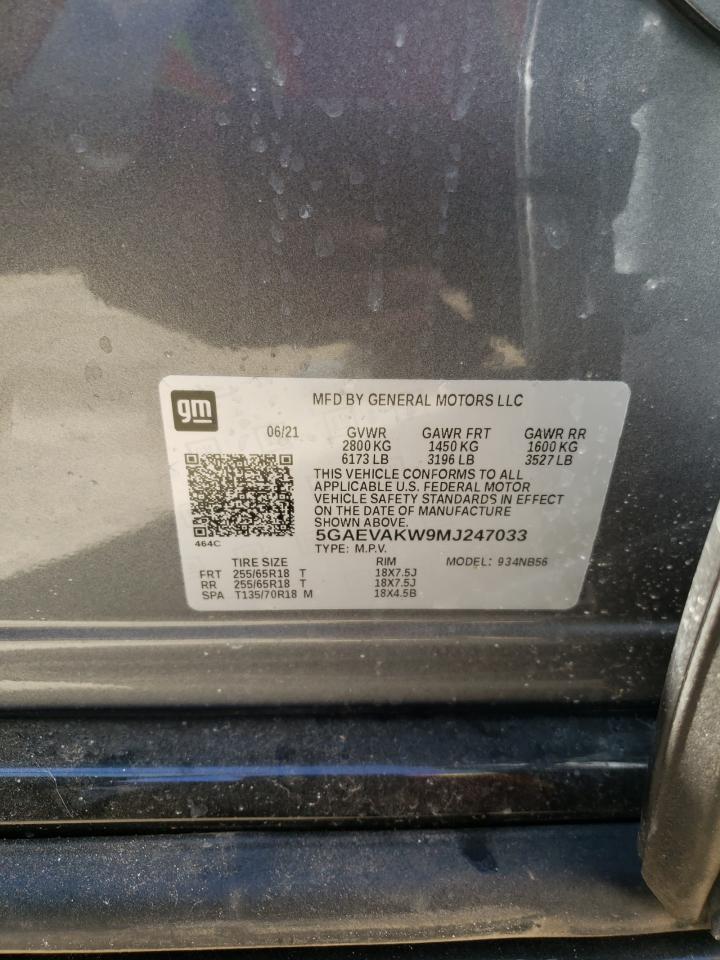 Photo 10 from auction – 2021 BUICK ENCLAVE ES with VIN 5GAEVAKW9MJ247033