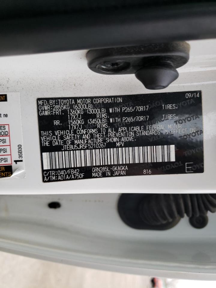 Photo 10 from auction – 2015 TOYOTA 4RUNNER SR with VIN JTEBU5JR5F5210267