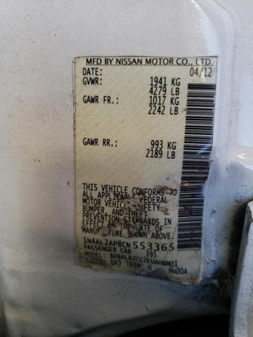 Photo 10 from auction – 2012 NISSAN ALTIMA BAS with VIN 1N4AL2AP8CN553365
