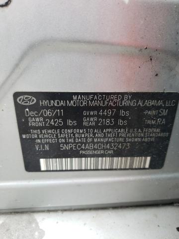 Фото 10 с аукциона – 2012 HYUNDAI SONATA SE с VIN 5NPEC4AB4CH432473
