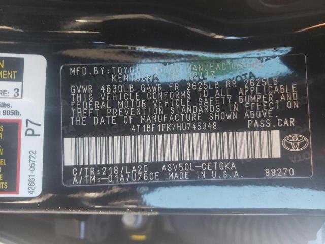 Photo 10 from auction – 2017 TOYOTA CAMRY LE with VIN 4T1BF1FK7HU745348