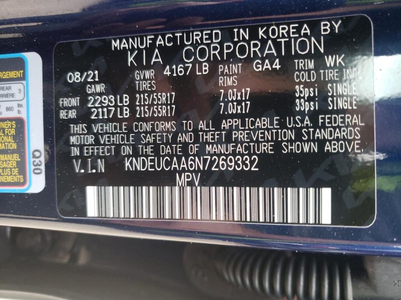 Photo 10 from auction – 2022 KIA SELTOS S with VIN KNDEUCAA6N7269332