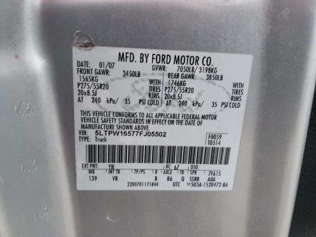 Photo 10 from auction – 2007 LINCOLN MARK LT with VIN 5LTPW16577FJ05502