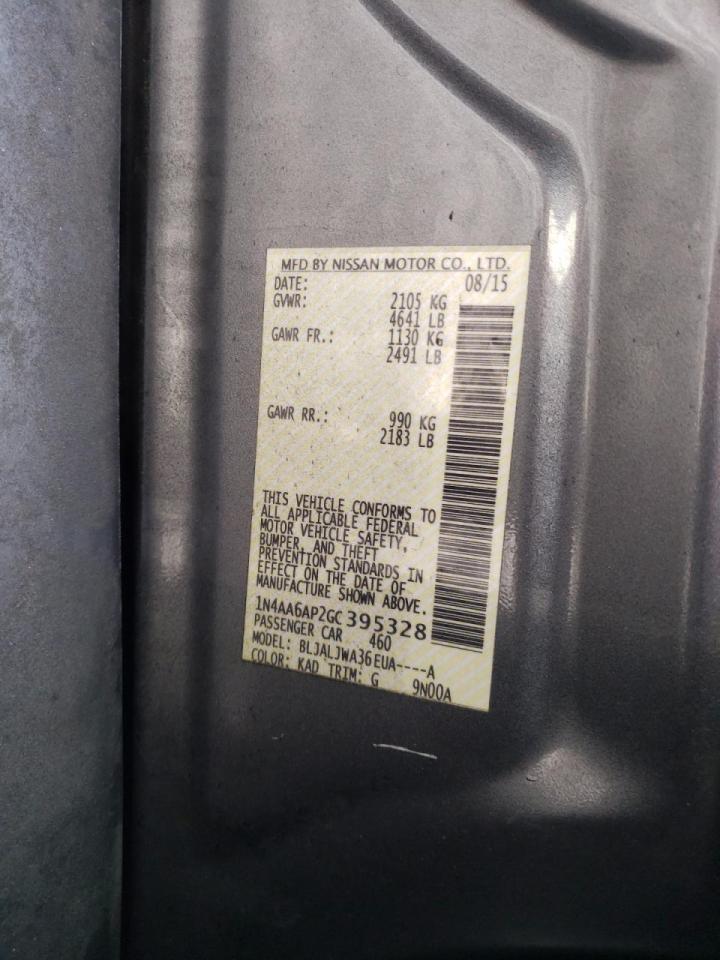Photo 10 from auction – 2016 NISSAN MAXIMA 3.5 with VIN 1N4AA6AP2GC395328