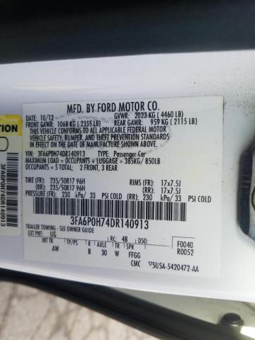 Photo 10 from auction – 2013 FORD FUSION SE with VIN 3FA6P0H74DR140913